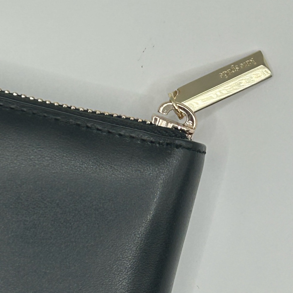 Kate Spade Tiny Zip Around Black Wallet with Pink Elephant Motif - Picture 3 of 10